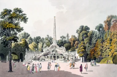 Widok na ogród przy pałacu Schoenbrunn, Wiedeń, lata 1790